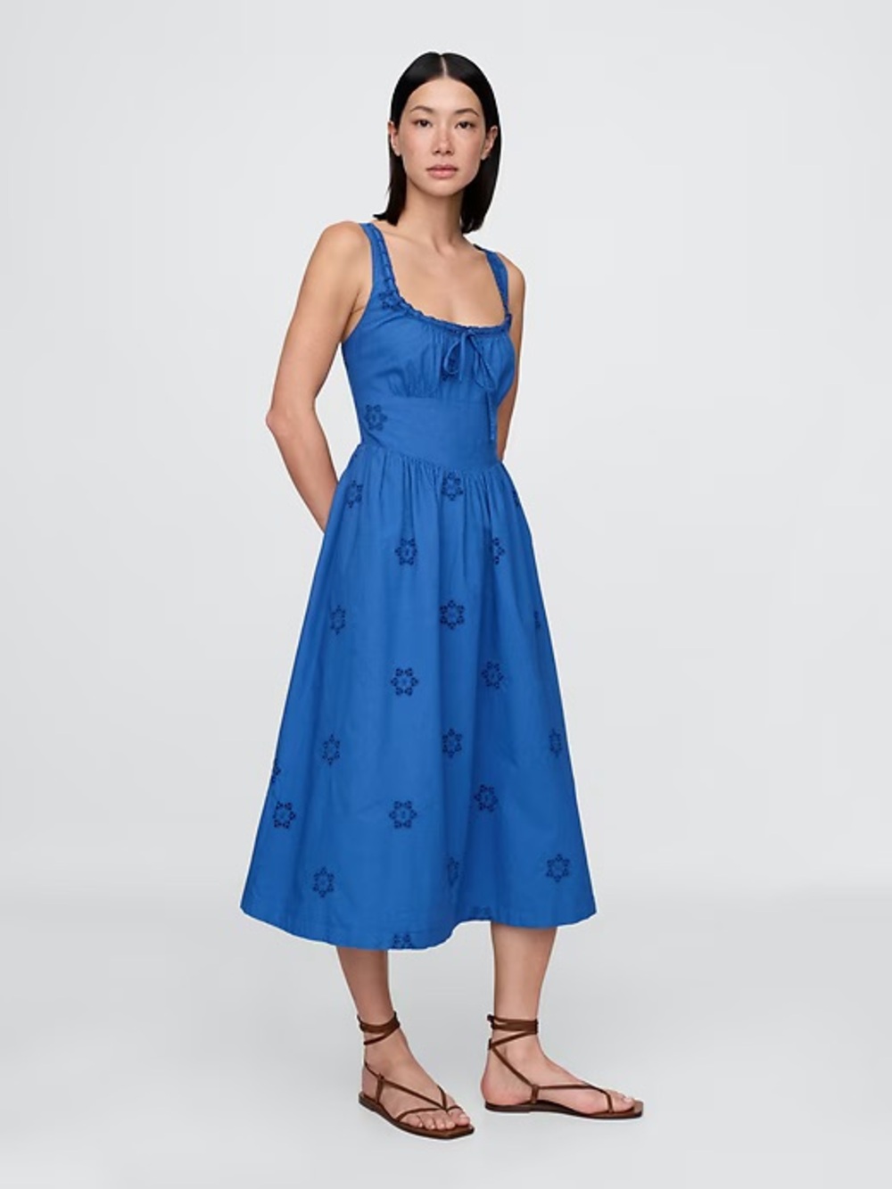 Gap Eyelet Scoop Neck Dress Blue